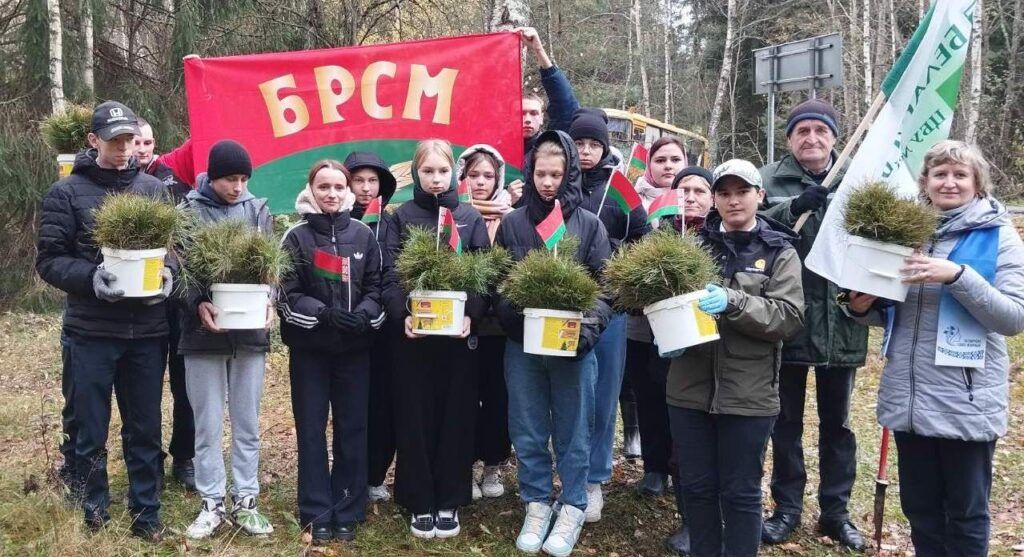 Работники банка и кривичские школьники потрудились в Узлянском лесничестве
